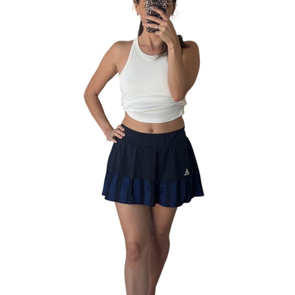 Adidas Navy Blue Stripe Hem Tennis Mini Skirt Size S